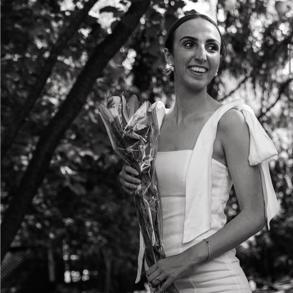 DISSH Aisle White Linen Midi Bow Dress, size 4 - Picture 4 of 4